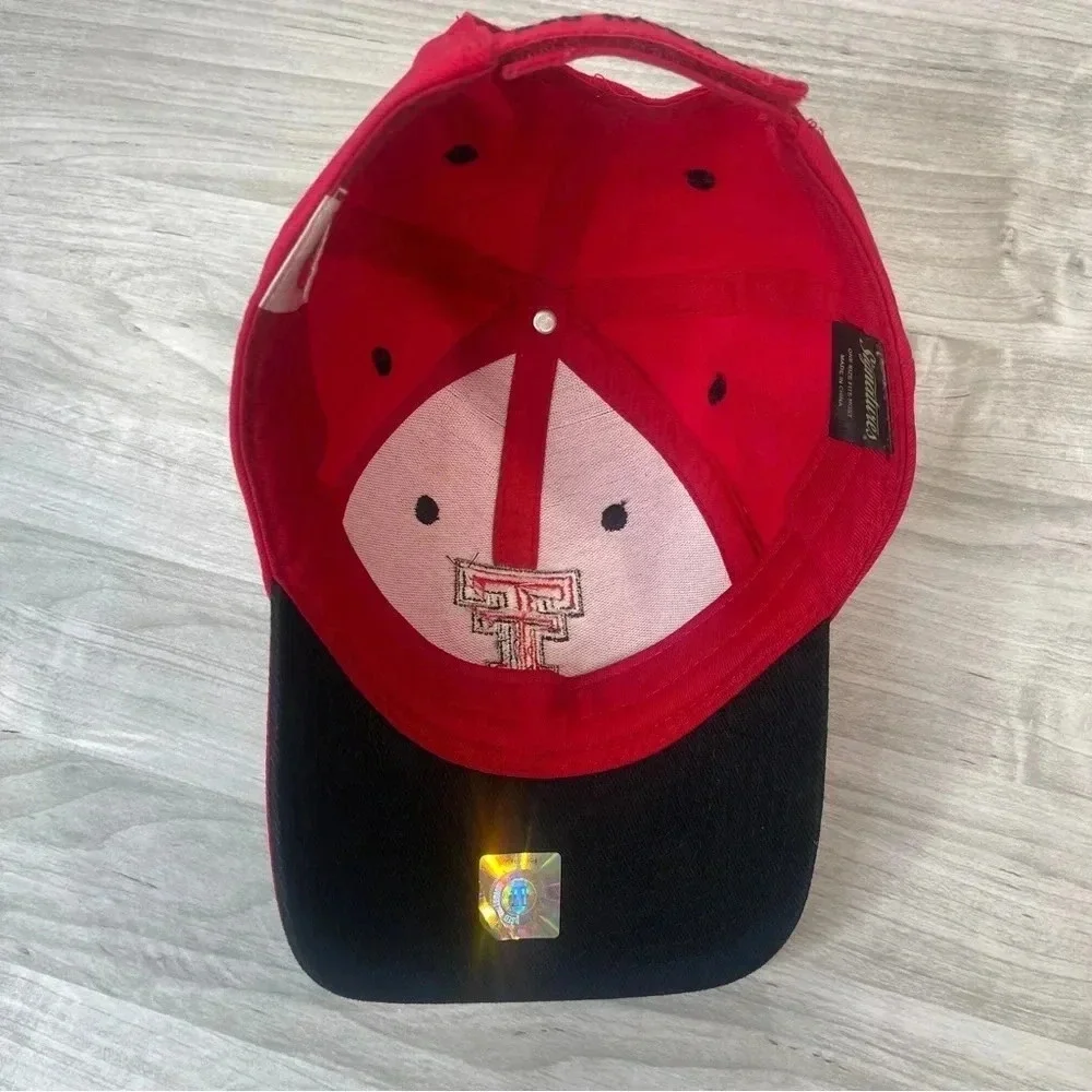 Texas Tech Red Raiders Football Hook and Loop Adjustable Cap Hat Red Black